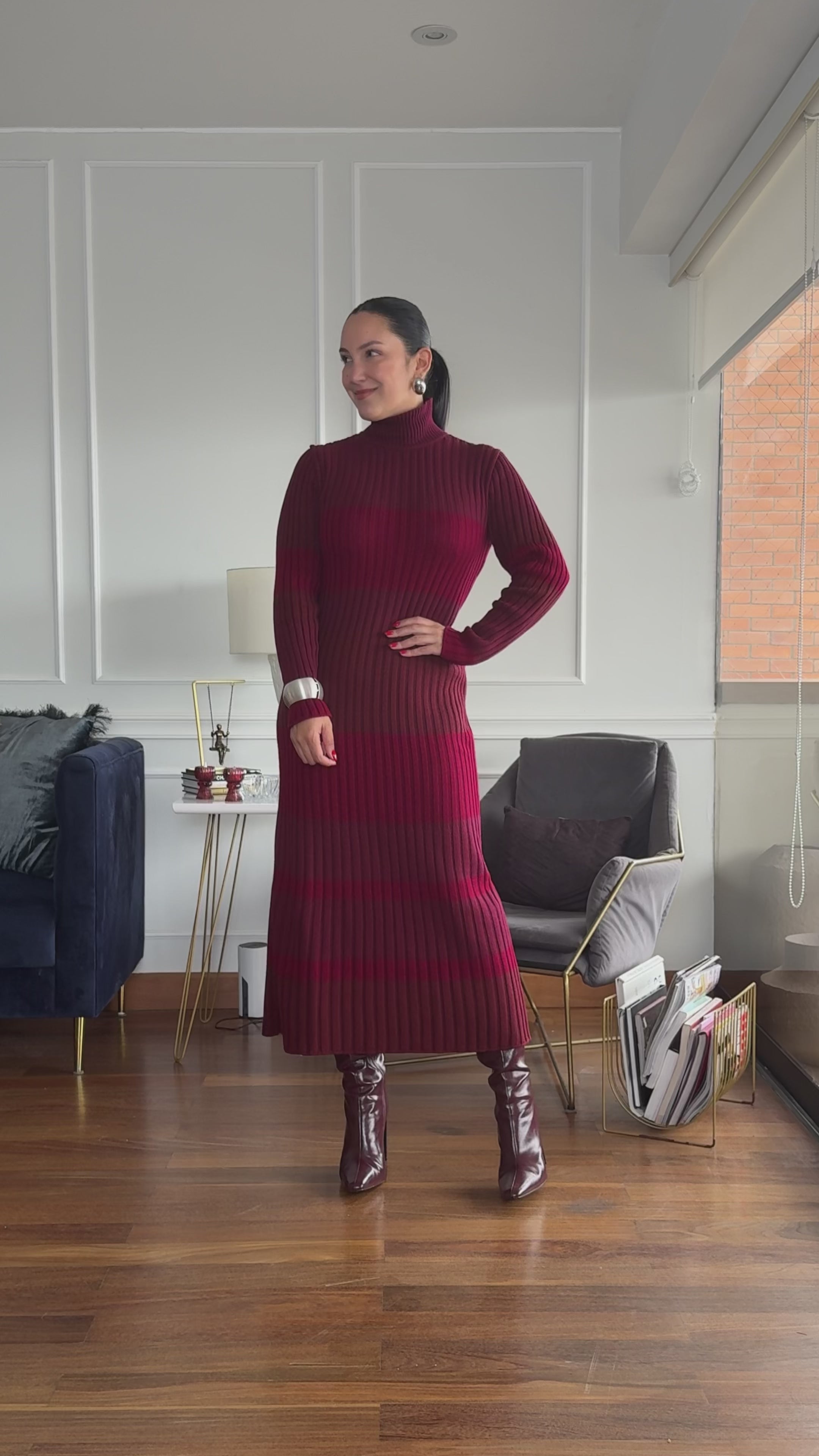 Vestido Tejido Allegra Borgoña