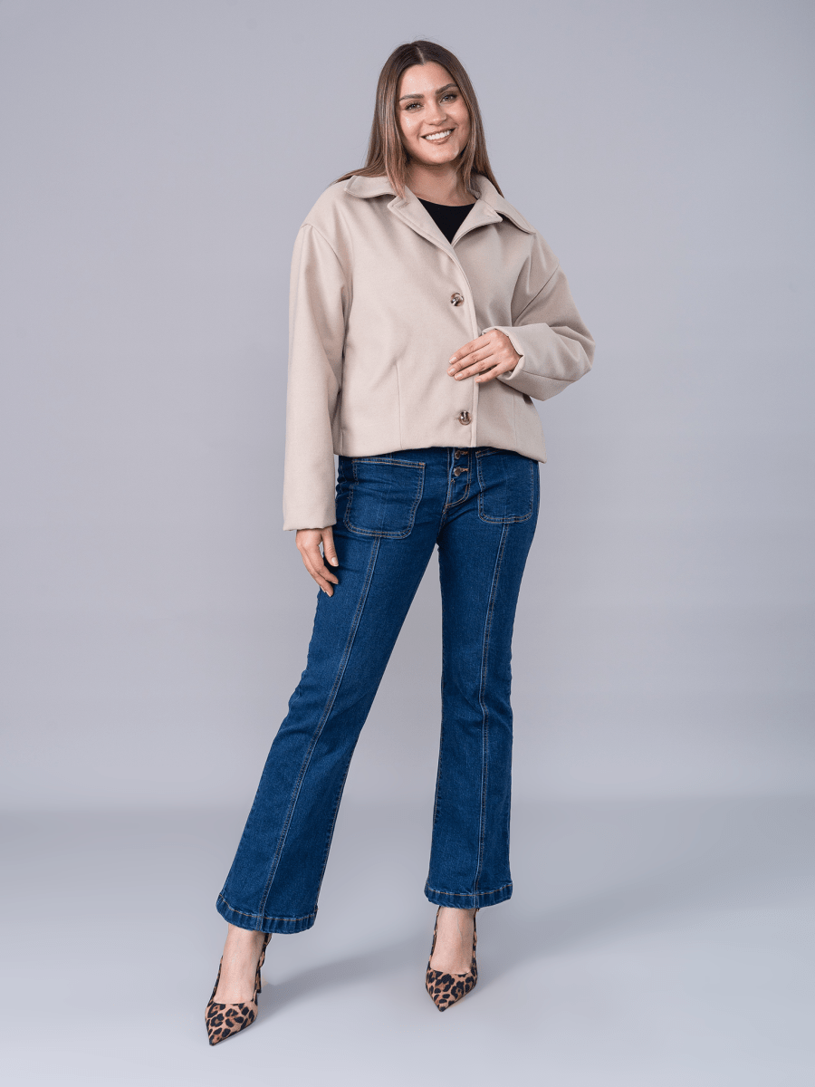 Saco Paño Corto Romina Beige - SACO de La Matier