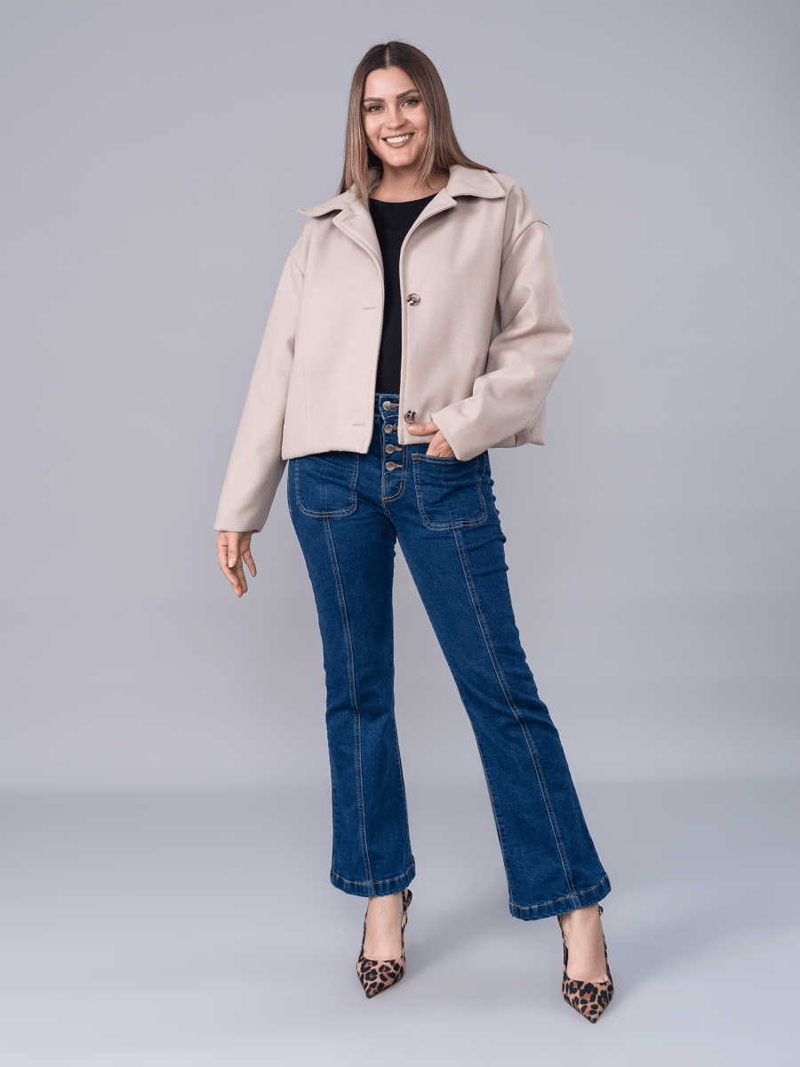 Saco Paño Corto Romina Beige - SACO de La Matier