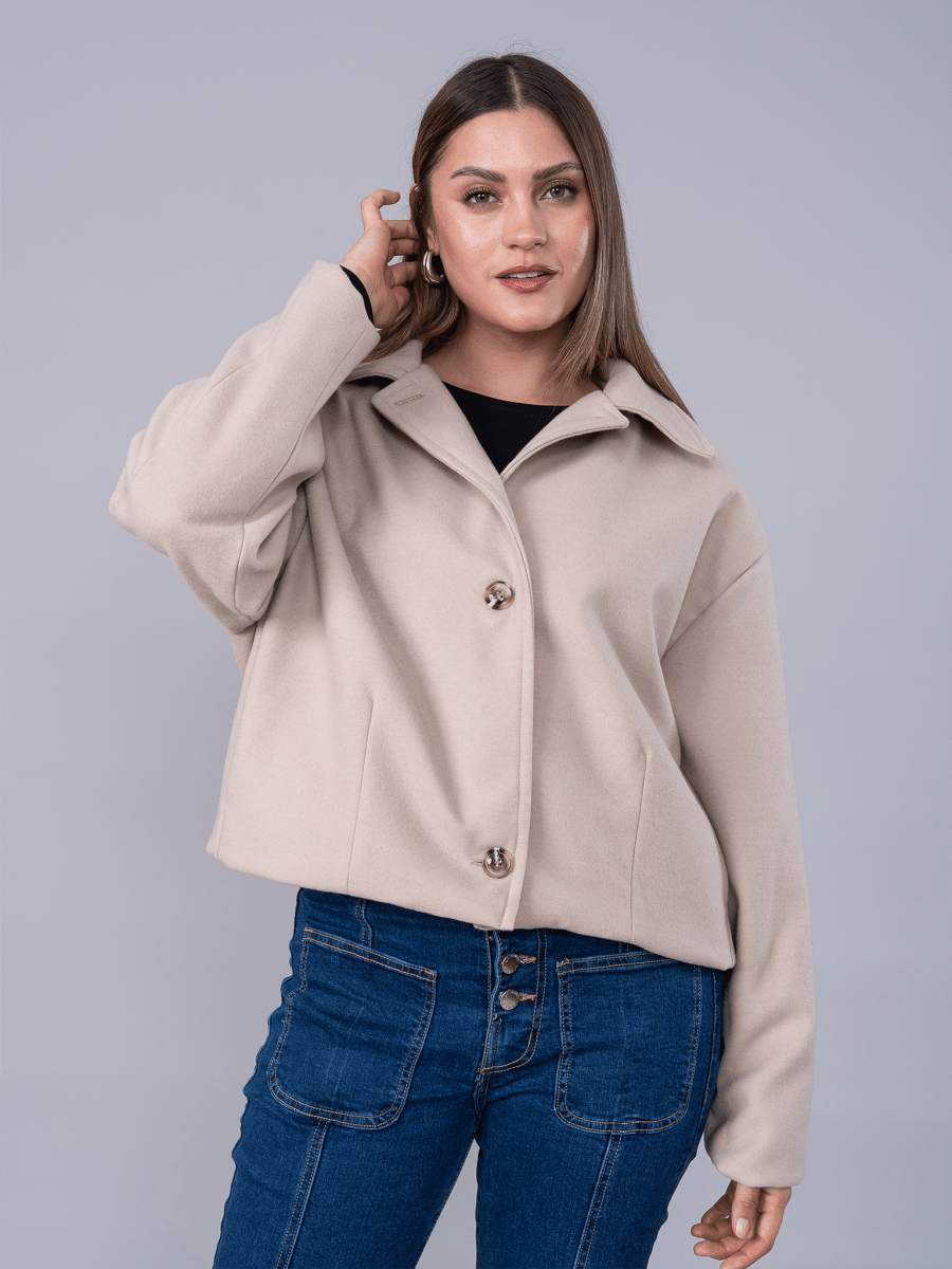 Saco Paño Corto Romina Beige - SACO de La Matier