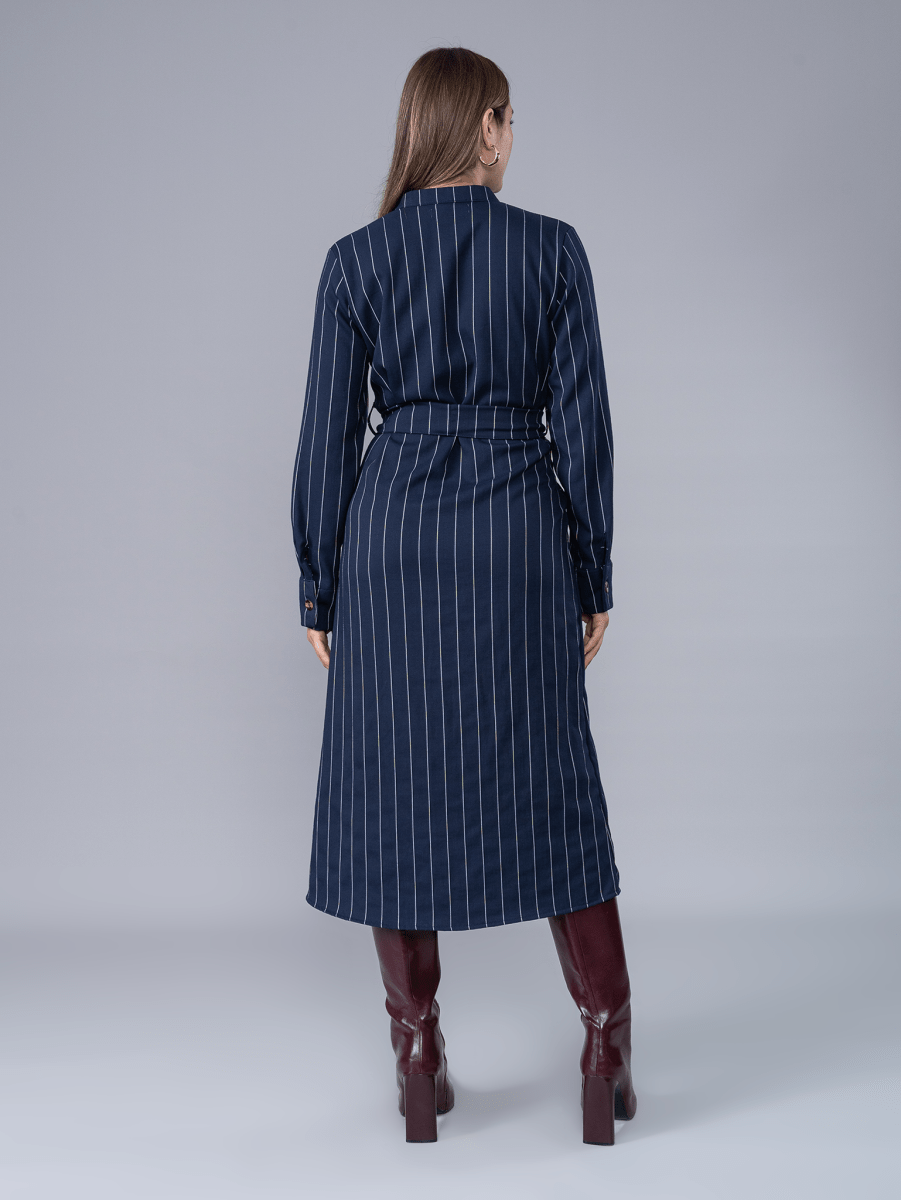 Vestido Camisero Martina Azul - Vestido de La Matier