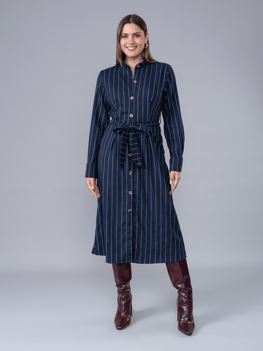 Vestido Camisero Martina Azul - Vestido de La Matier