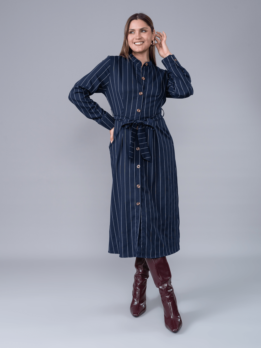 Vestido Camisero Martina Azul - Vestido de La Matier