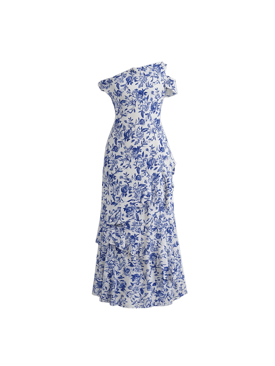 Vestido Noelia Estampado Flores Azules