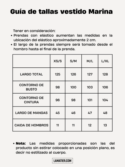 Vestido Marina Crema Estampado Azul