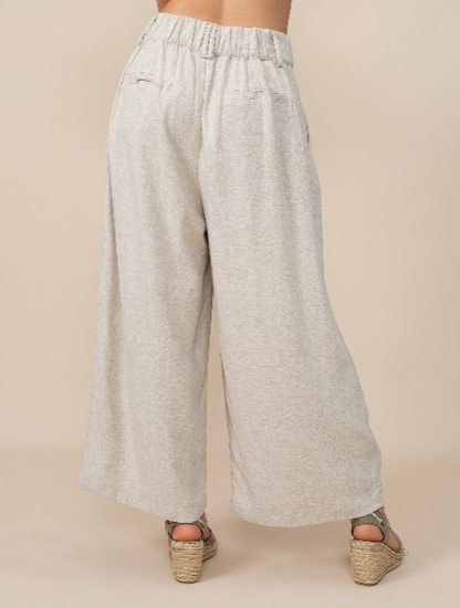 Pantalón Palazzo Brunna en Lino Beige