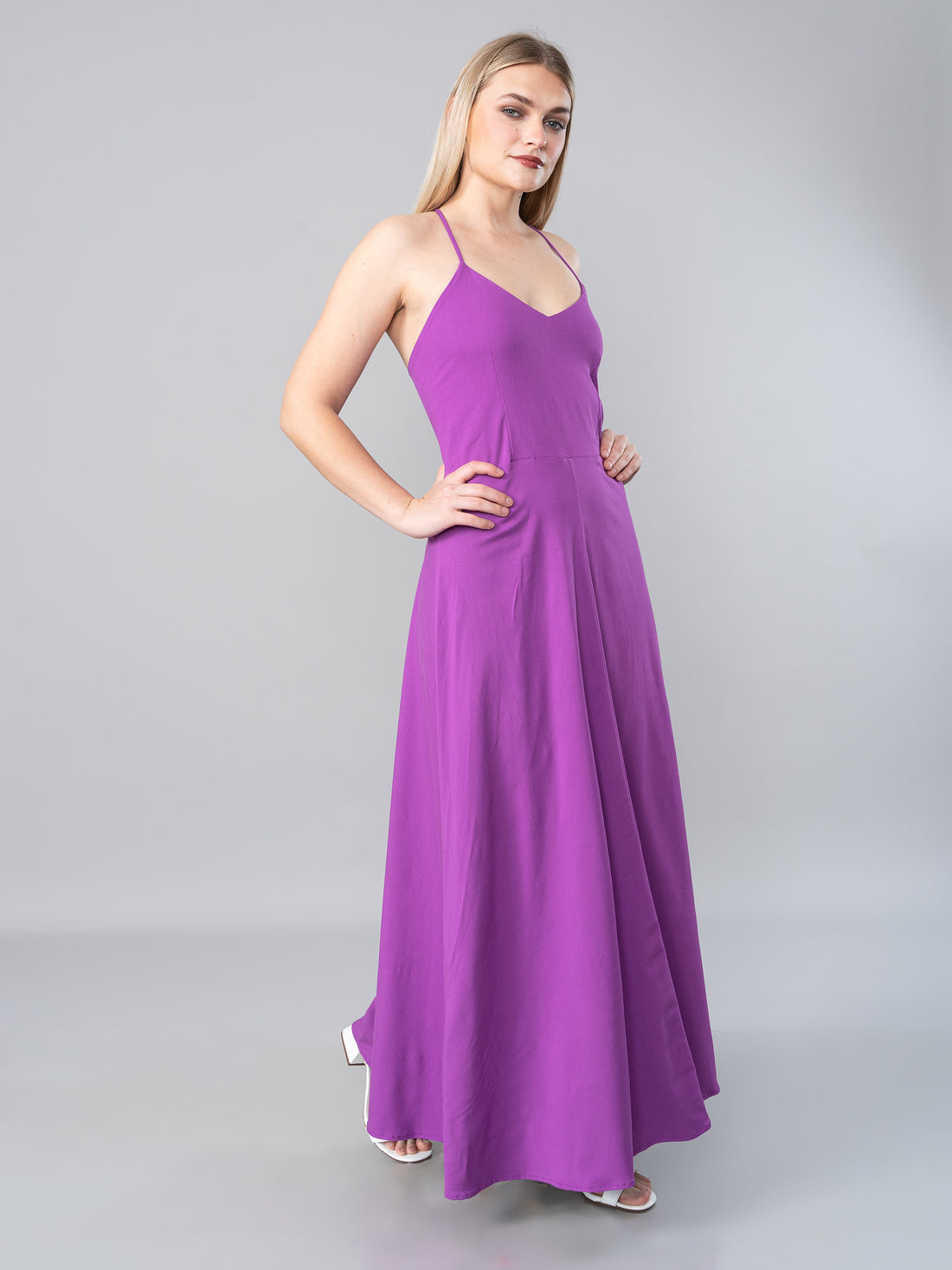 Vestido de Lino Caro Morado