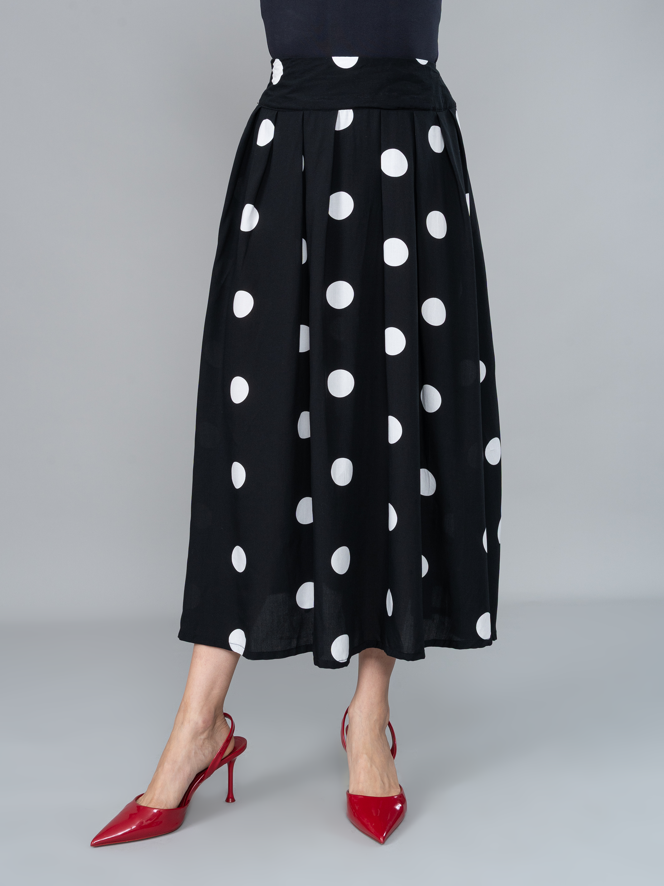 Falda Krista Polka Dots Negra en Chalis