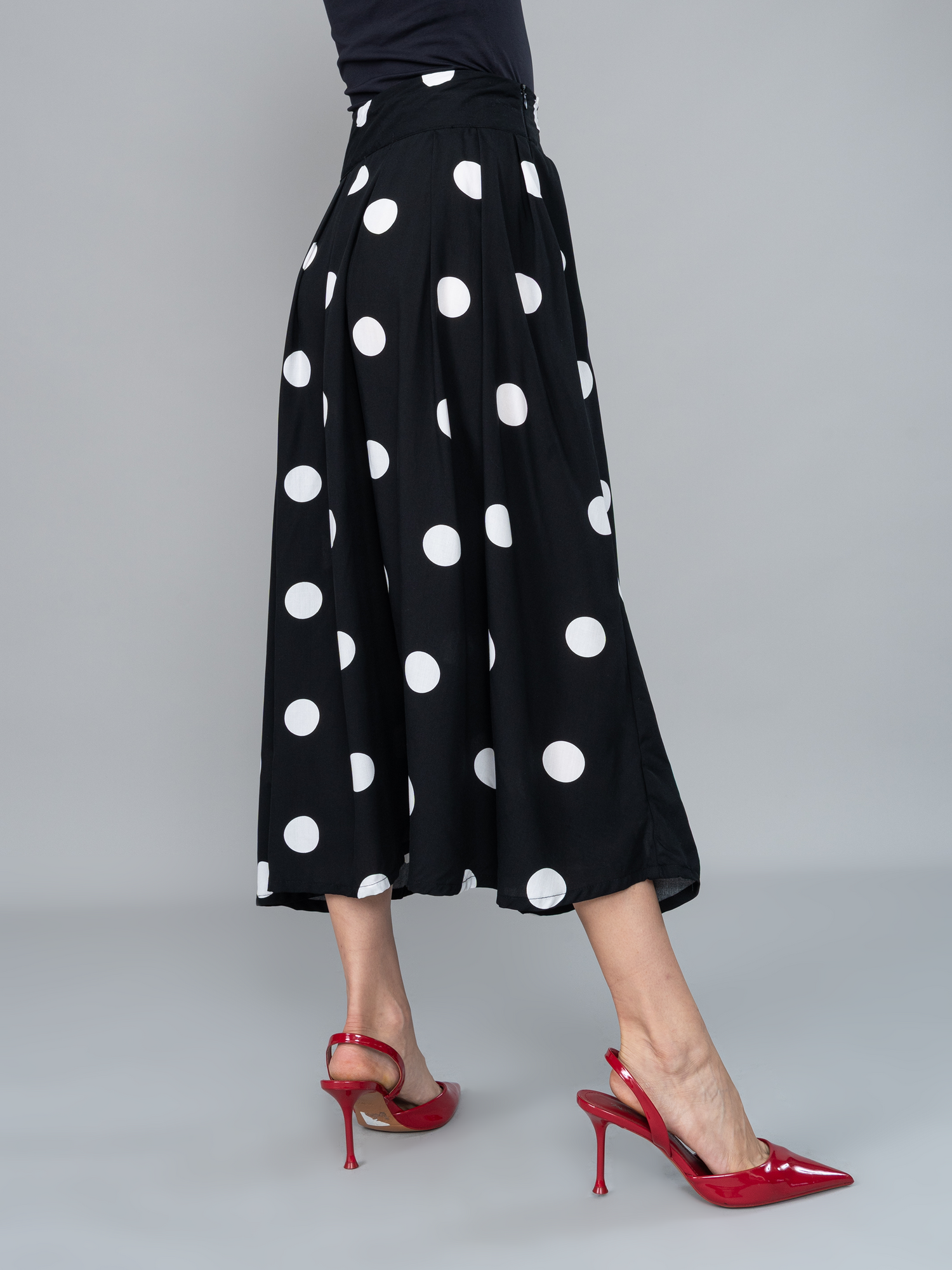 Falda Krista Polka Dots Negra en Chalis