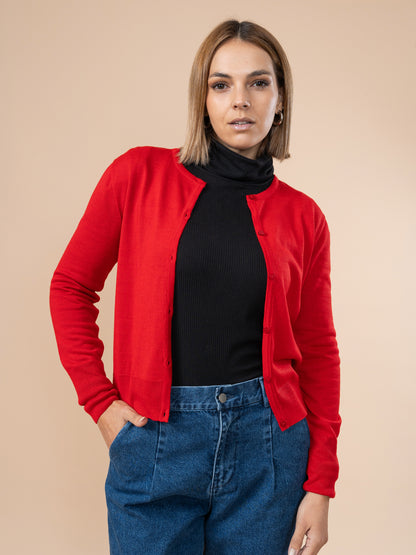 Cardigan Tejido Rojo