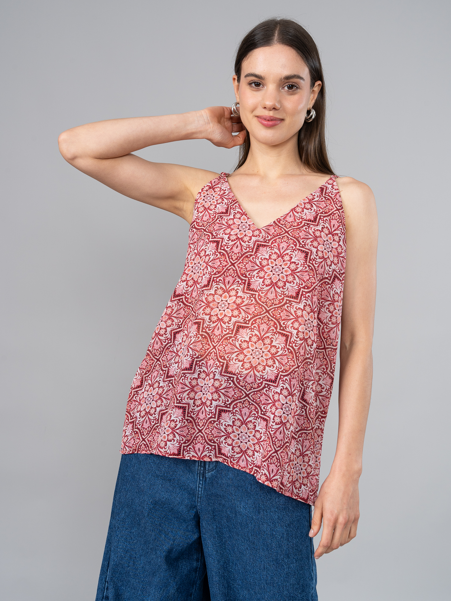 Blusa Luciana Estampada Roja