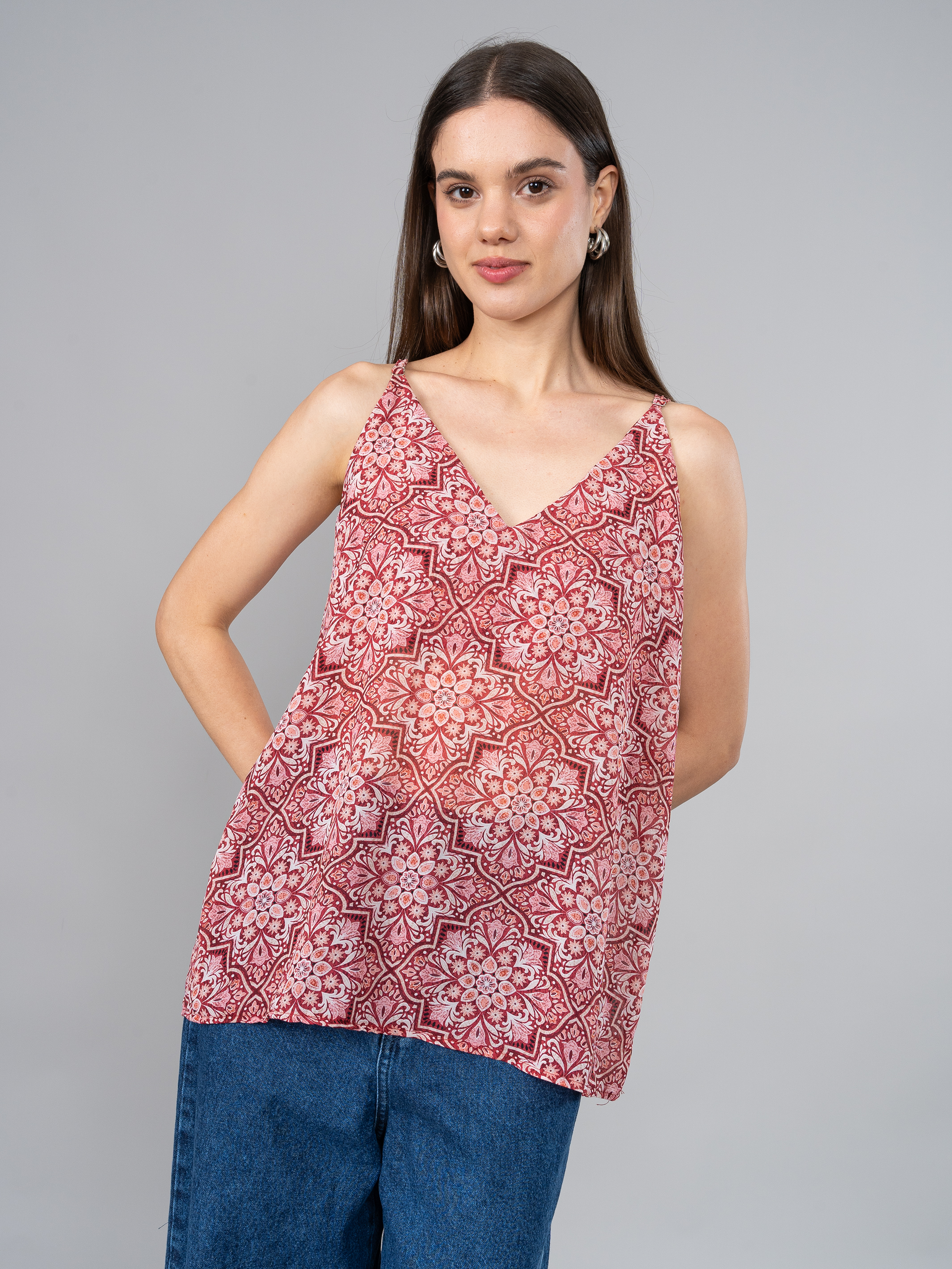 Blusa Luciana Estampada Roja