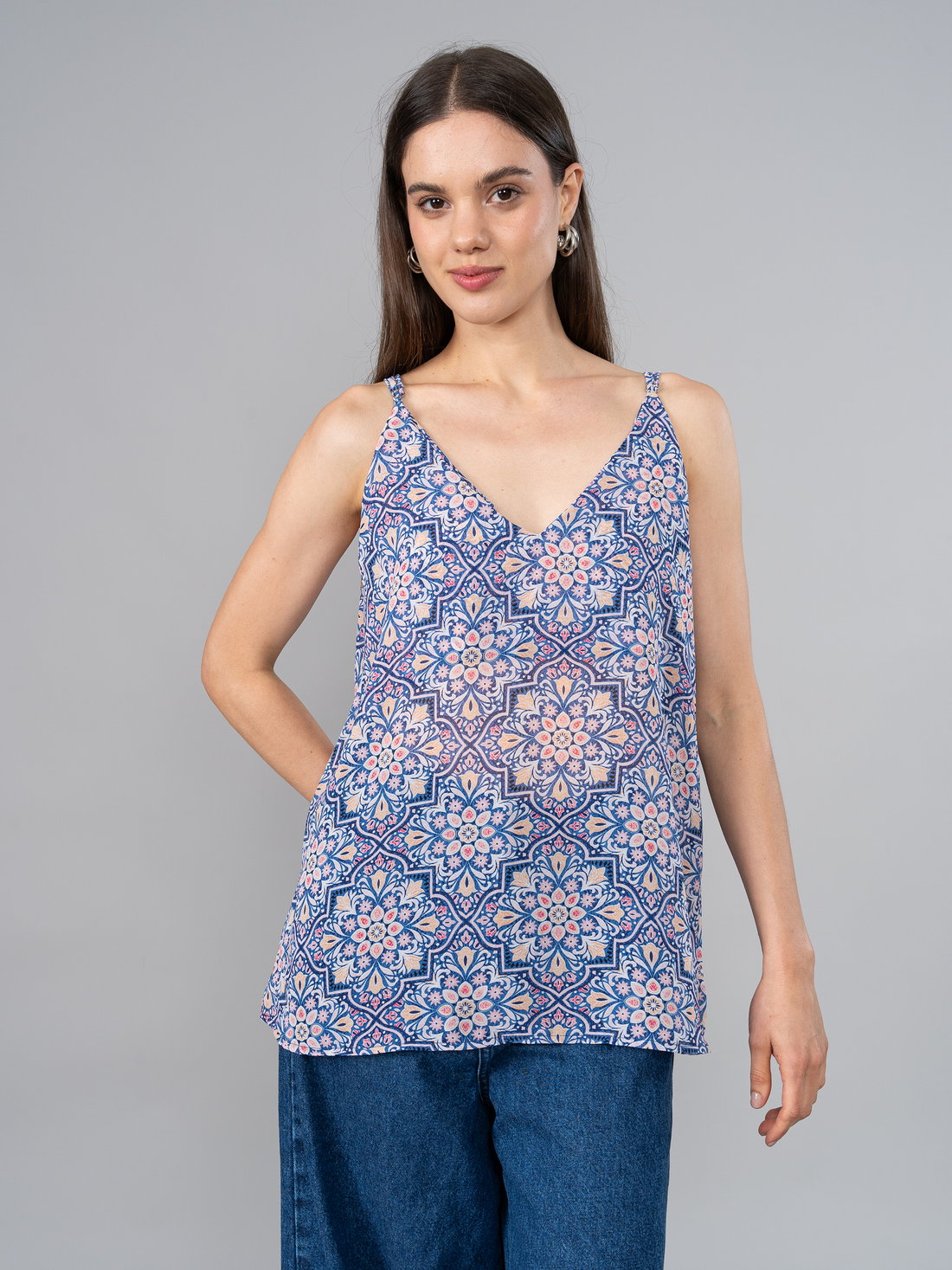 Blusa Luciana Estampada Azul