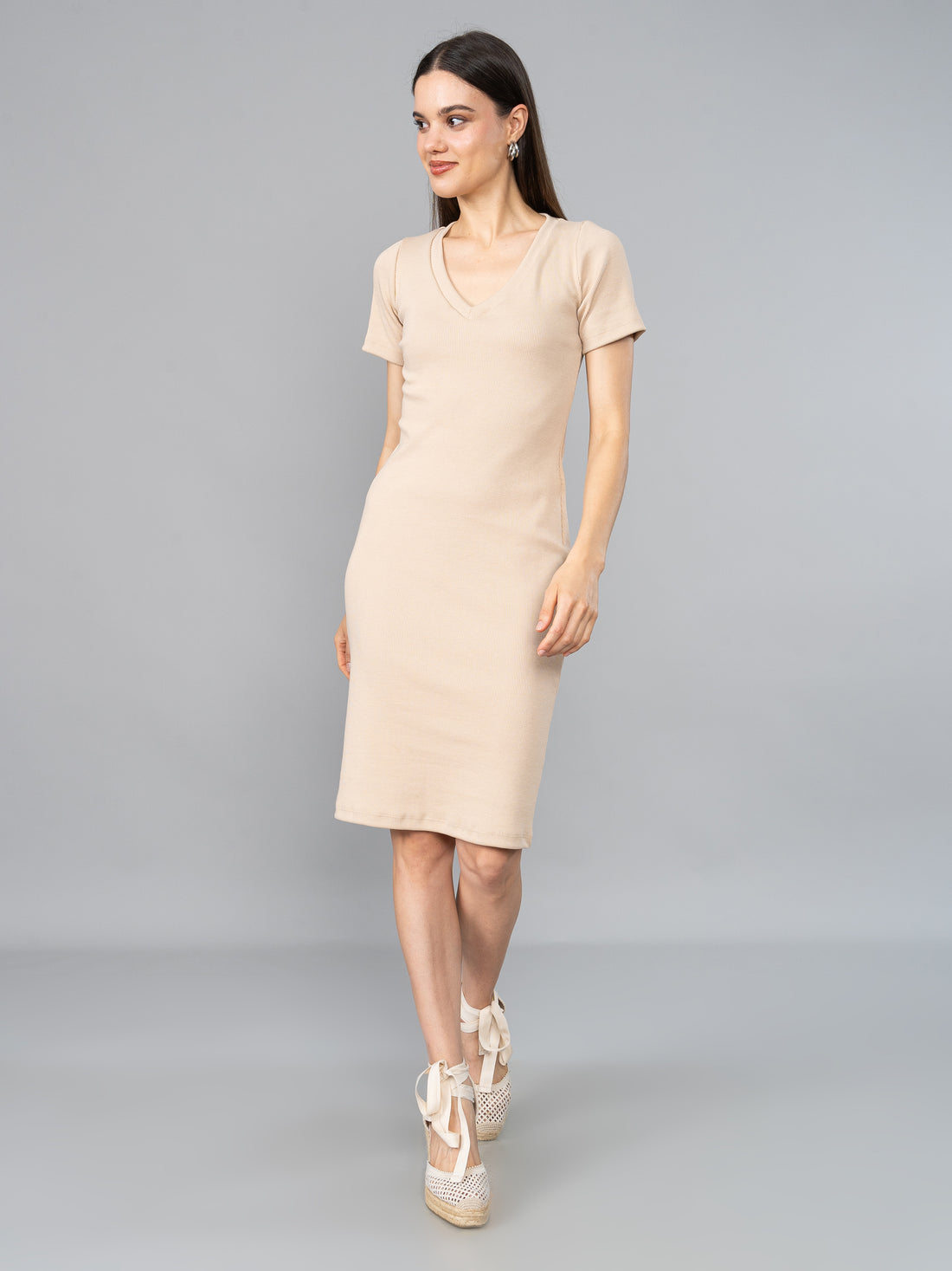 Vestido de Rib Cielo Beige