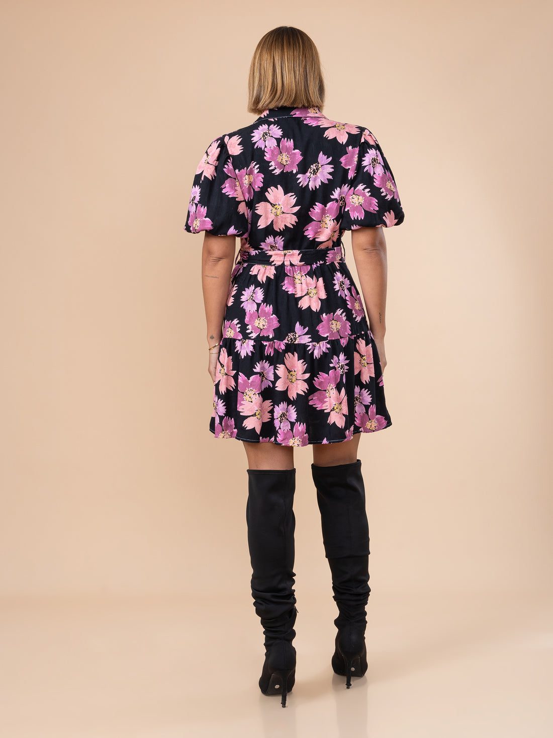 VESTIDO LOUIS ESTAMPADO NEGRO/ROSADO L/XL OUTLET 4866