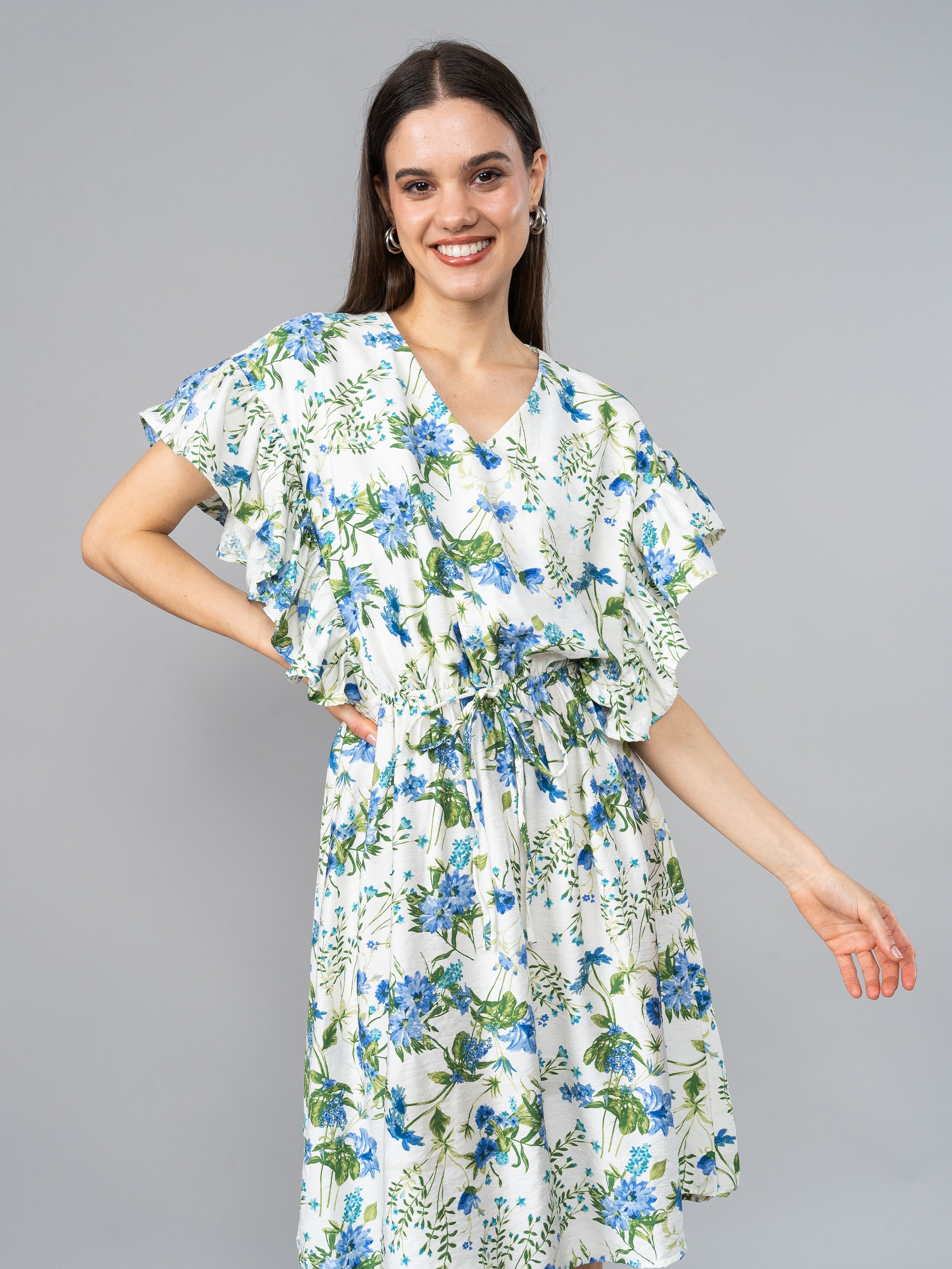 Vestido Grecia Estampado Azul