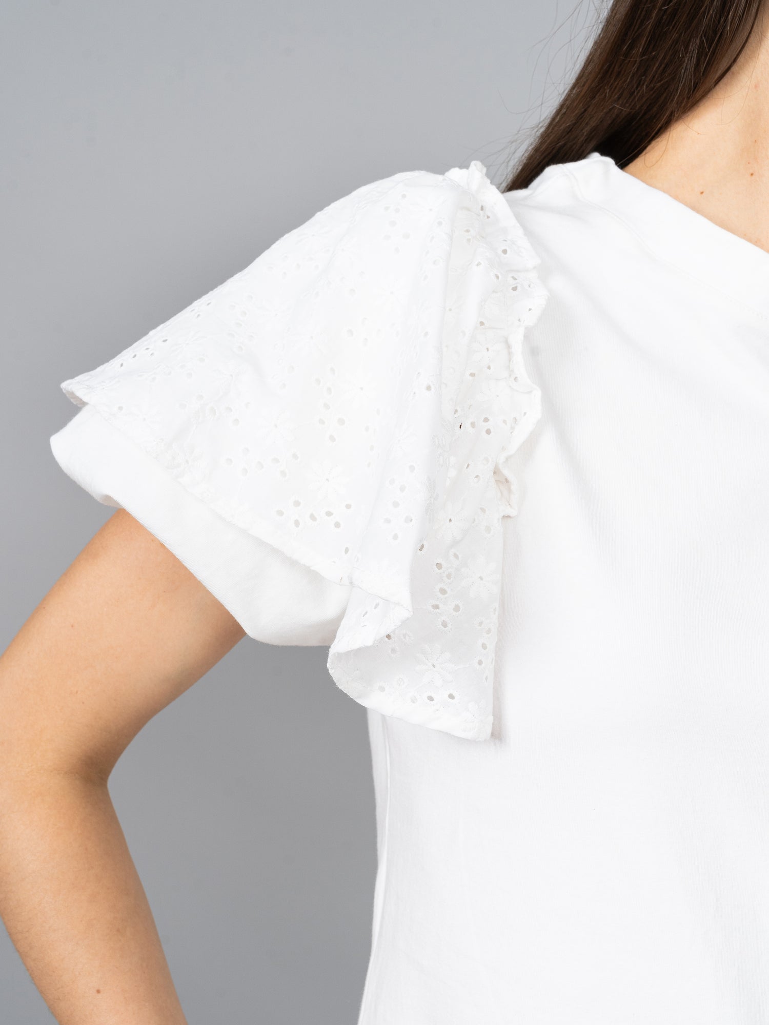 Polo Mangas de Broderie Blanco