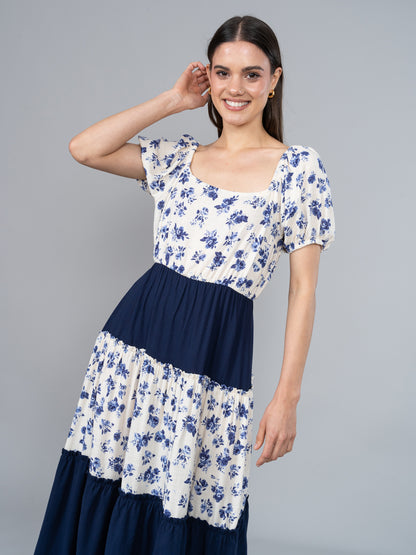 Vestido 2 Tiempos Estampado Azul