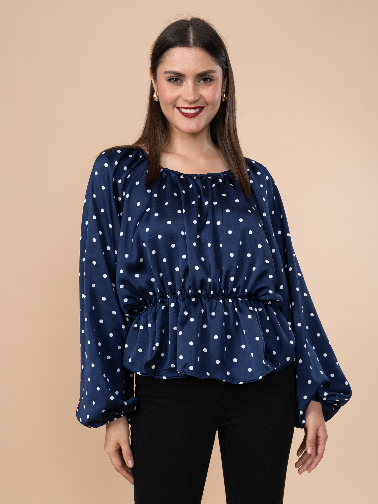 Blusa Pele Puntos Azul