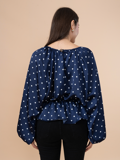 Blusa Pele Puntos Azul