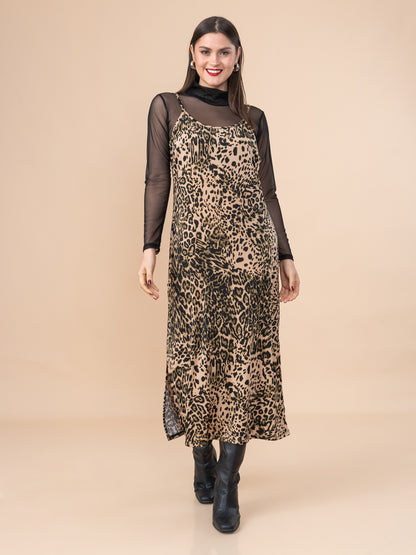 Vestido Kris Animal Print + Polo Mesh