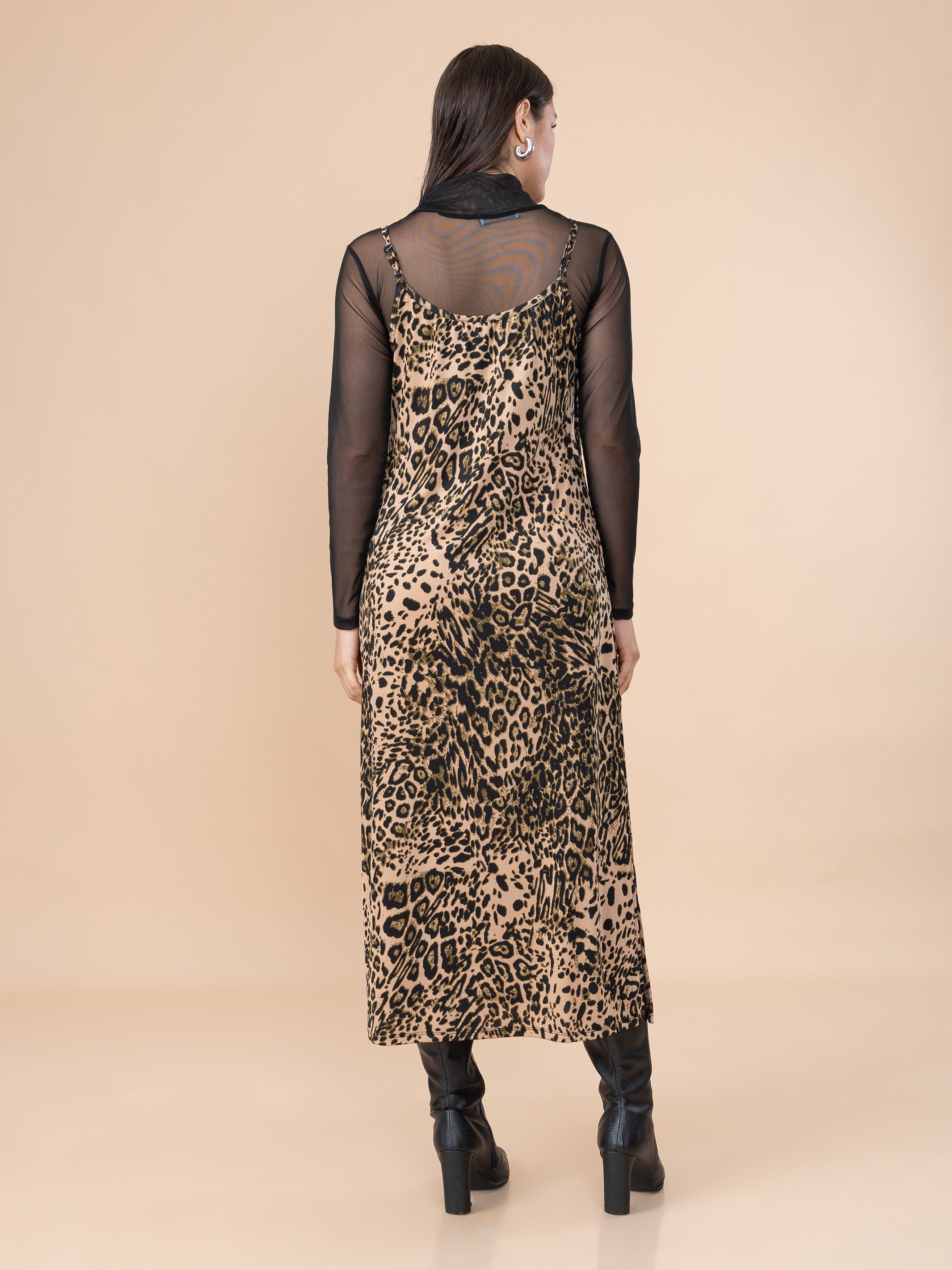 Vestido Kris Animal Print + Polo Mesh