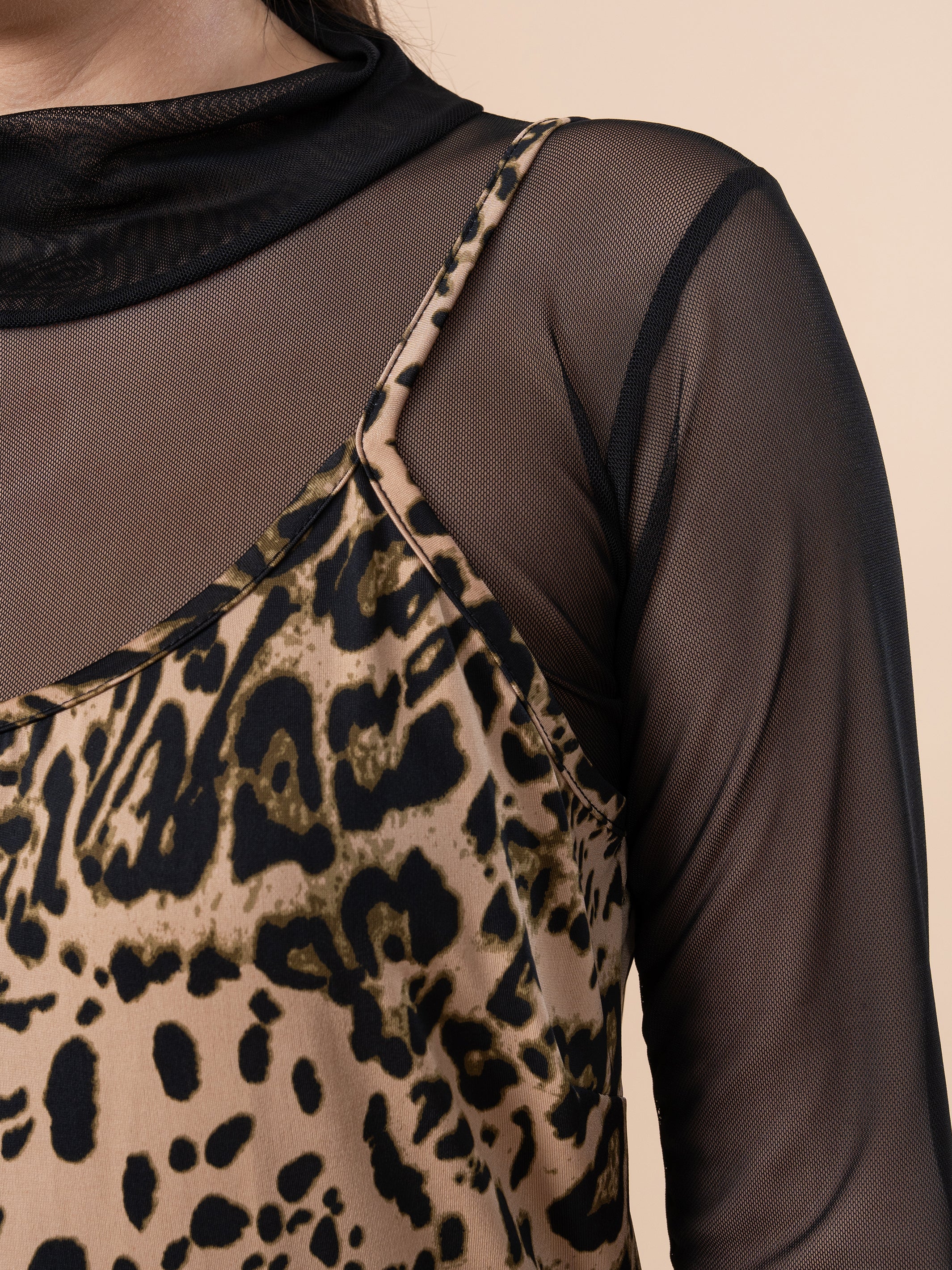 Vestido Kris Animal Print + Polo Mesh