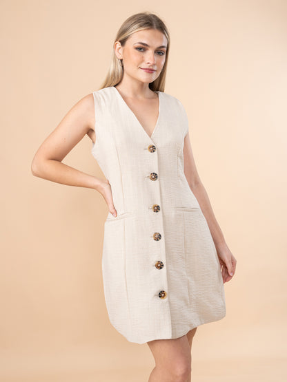 Vestido de Lino Lele Beige