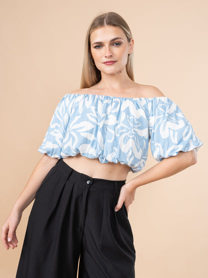 Top Estampado Celeste