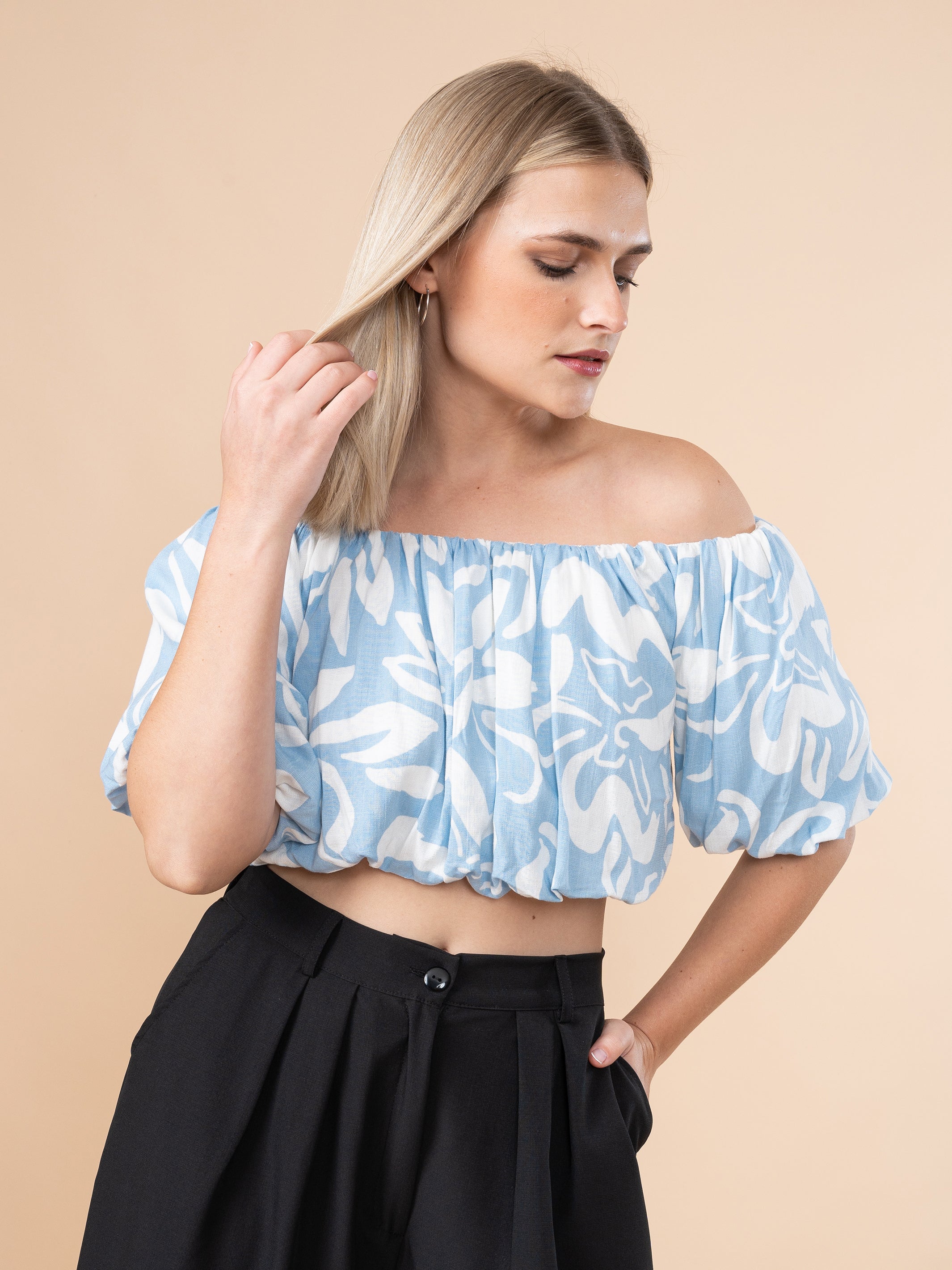 Top Estampado Celeste