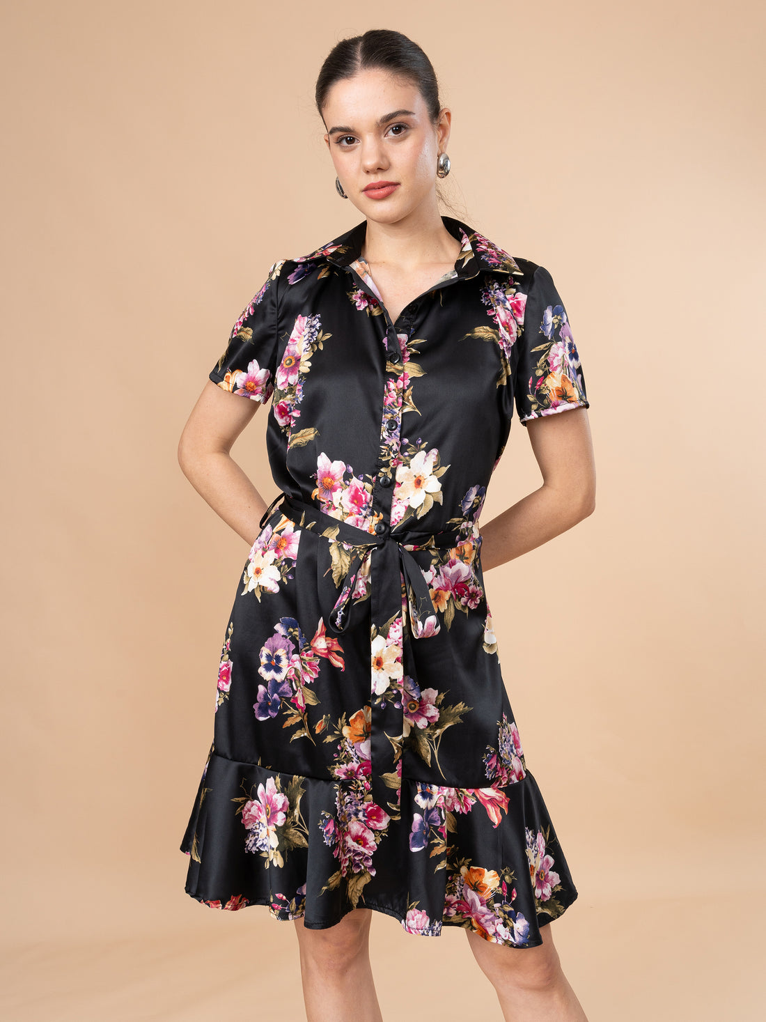 Vestido Delfina Estampado Negro