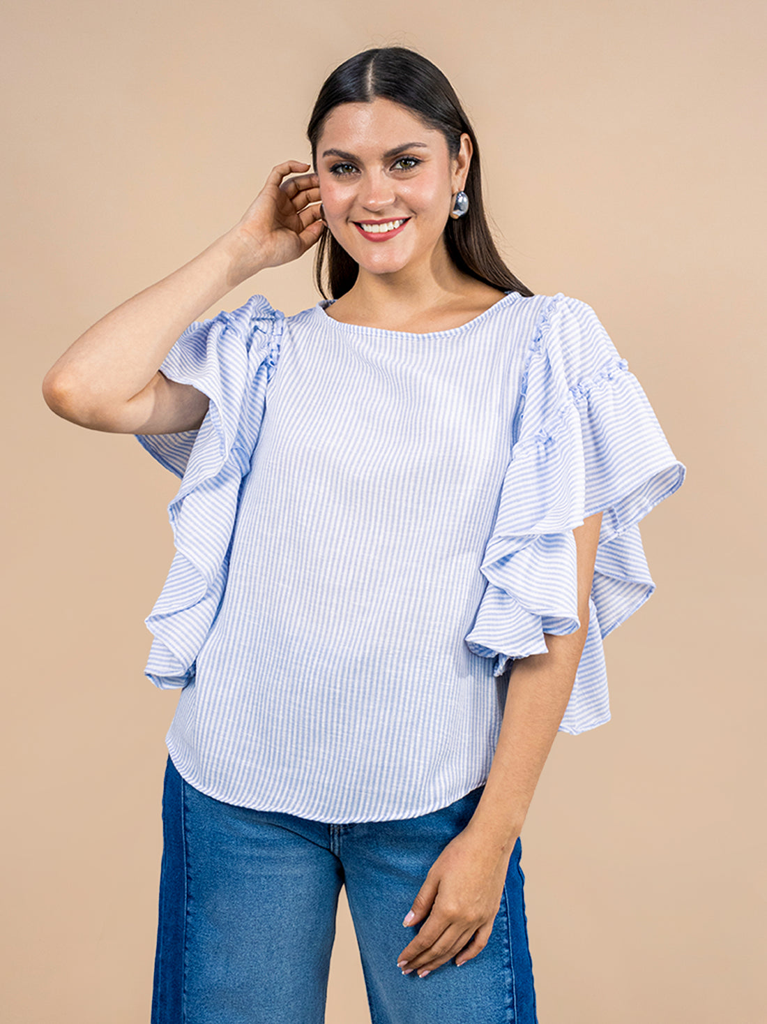 Blusa Maribel Rayas Celeste