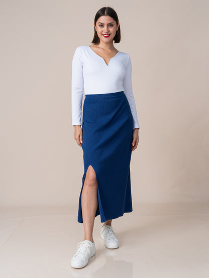 Falda Tejida Claudia Azul