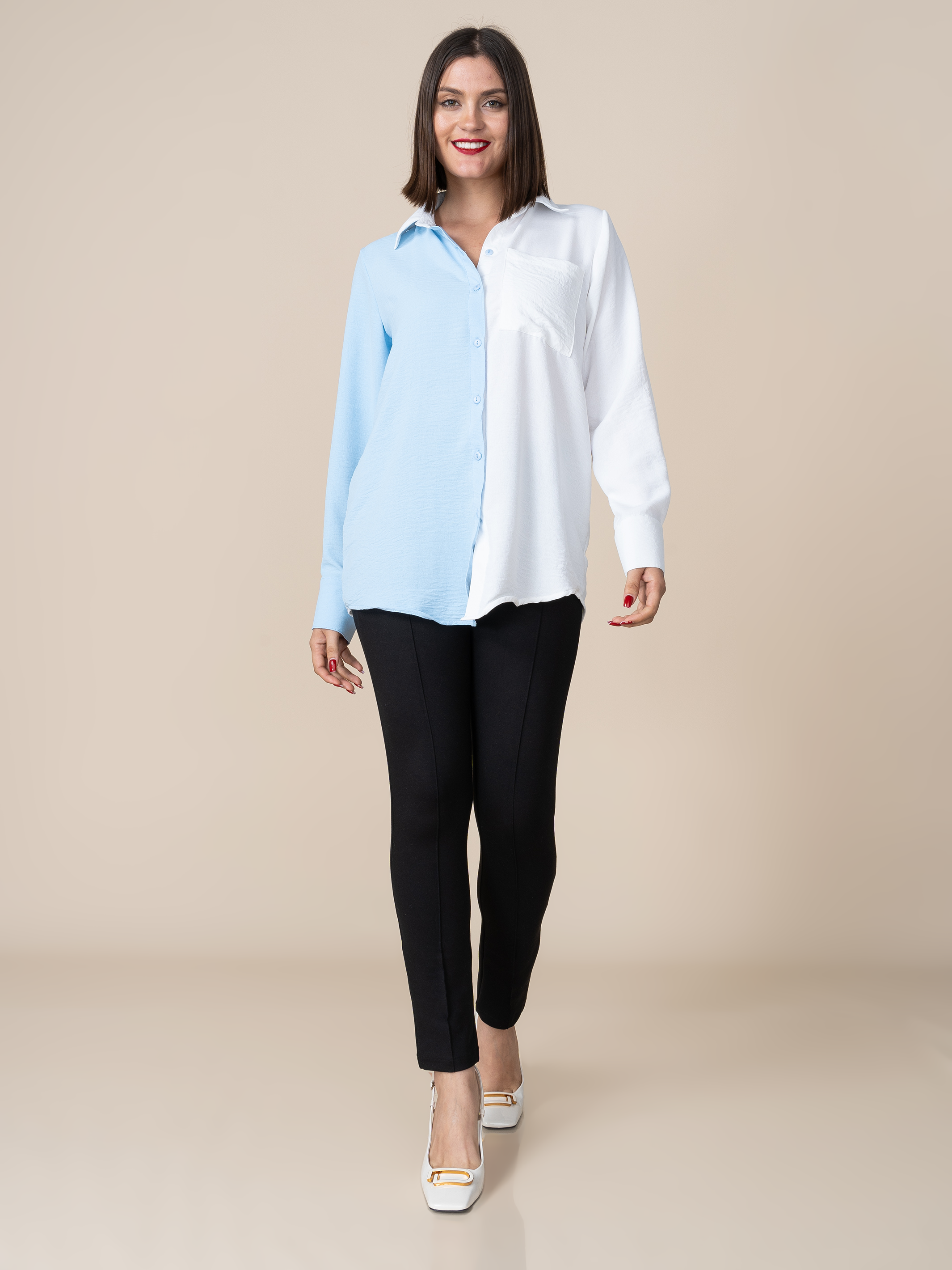 Blusa Karina Hueso/Celeste