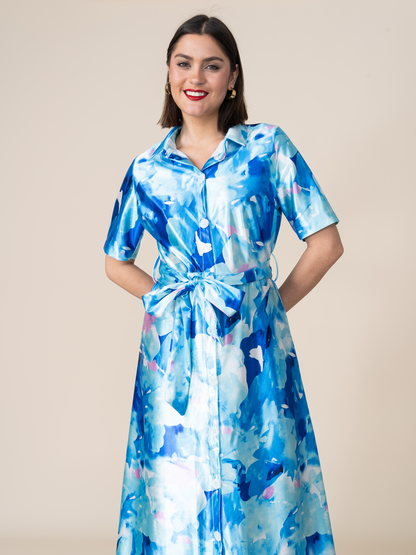 Vestido de Satin Tatiana Celeste