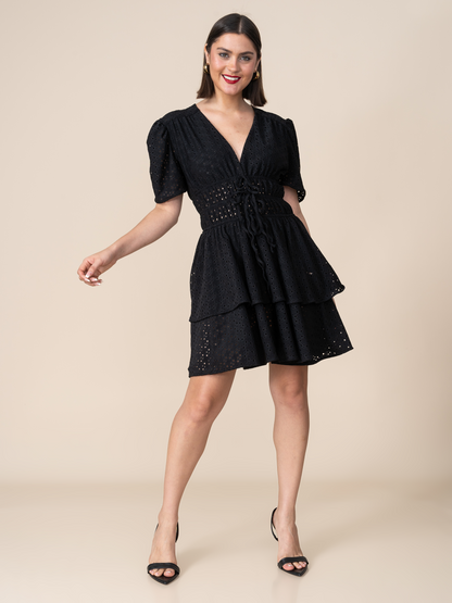 Vestido Amy de Broderie Negro