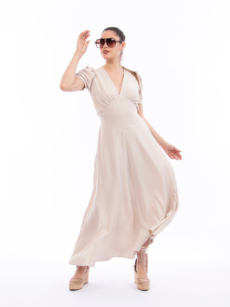 Vestido Helena Polka Beige