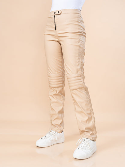 PANTALON EFECTO PIEL CATALINA	BEIGE S/M OUTLET 4784