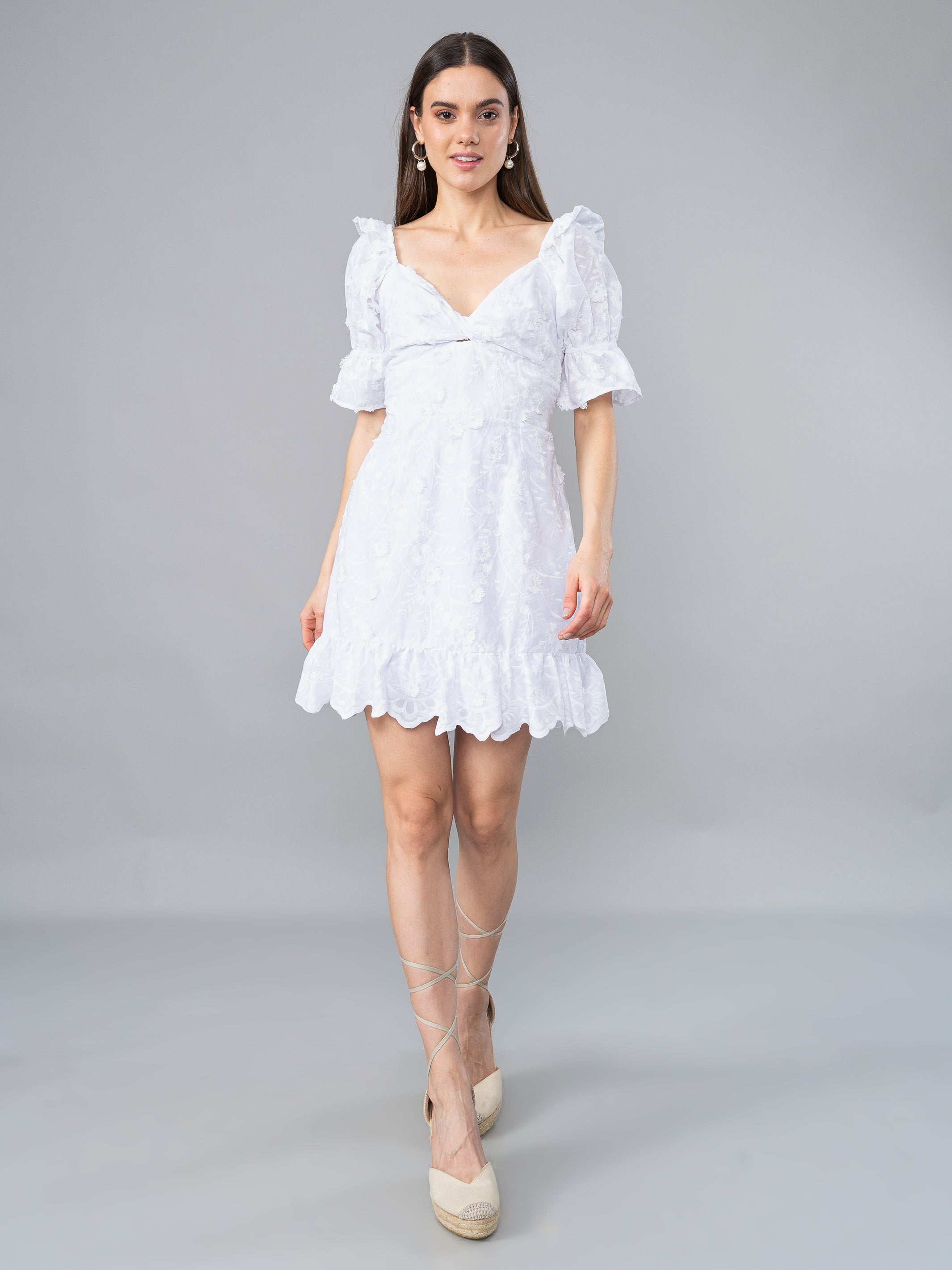 Vestido de Broderie Rosa Blanco