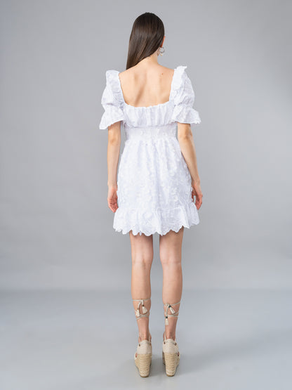 Vestido de Broderie Rosa Blanco