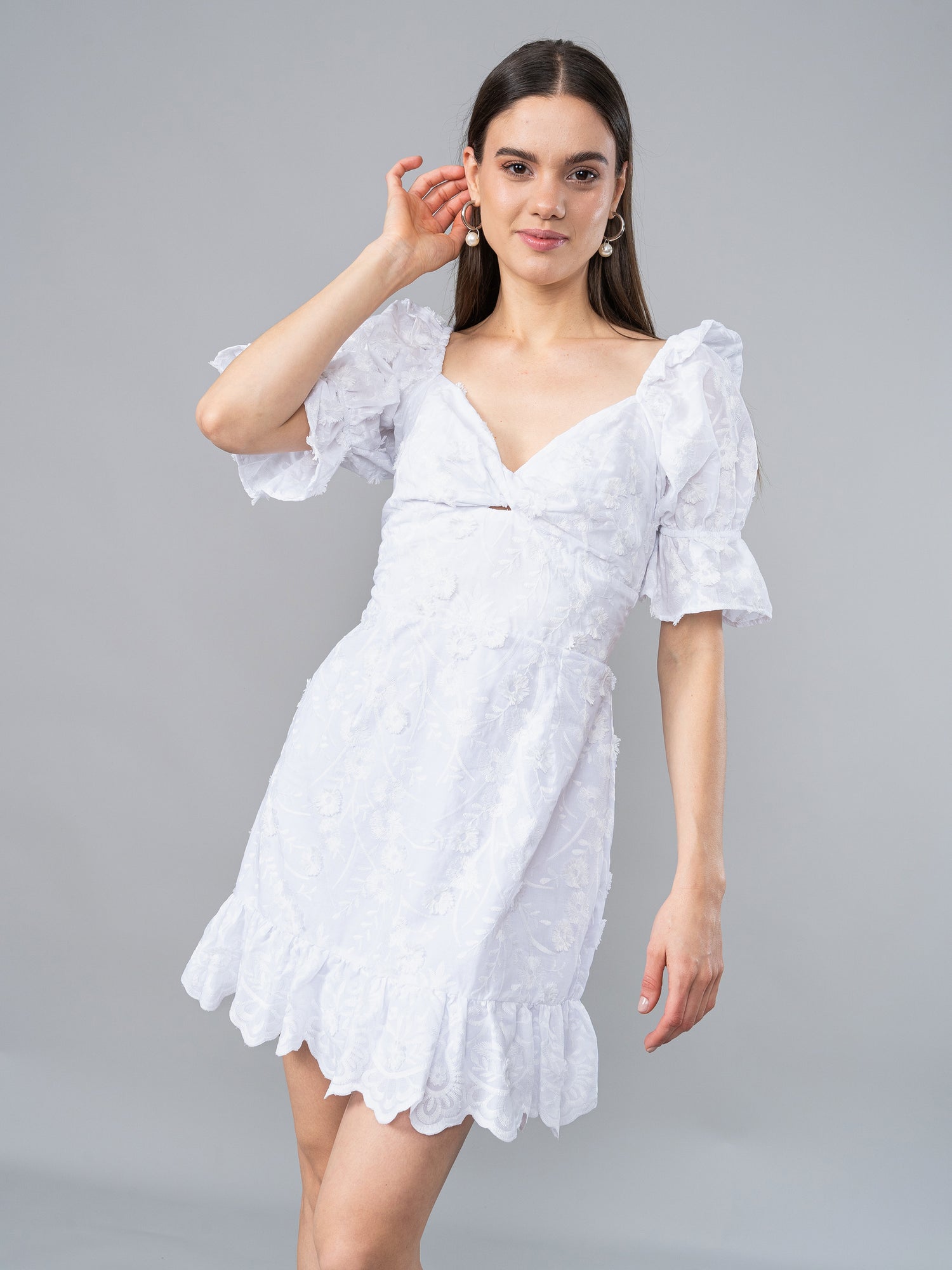 Vestido de Broderie Rosa Blanco