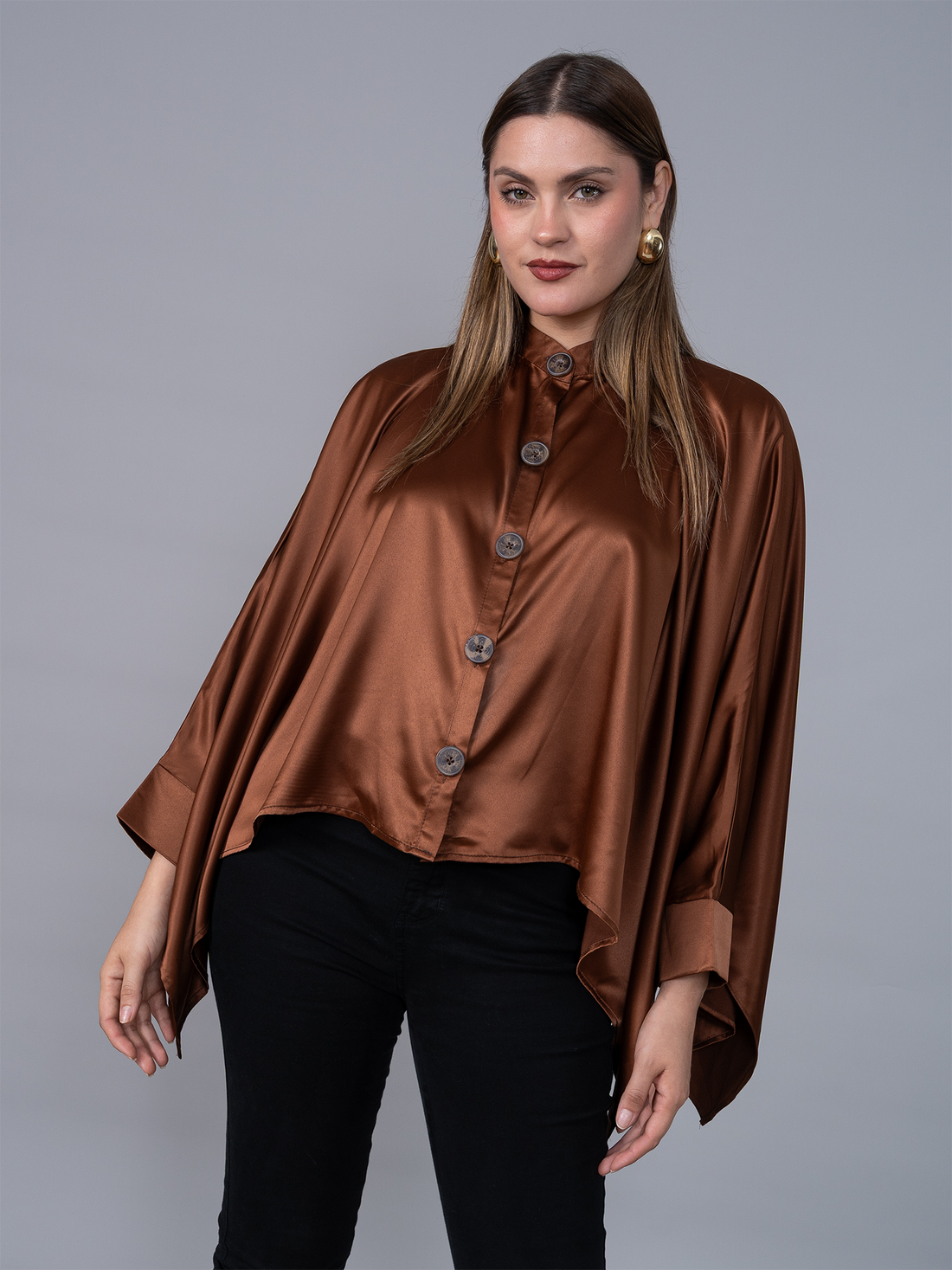 Blusa Cuadrada Café Seda