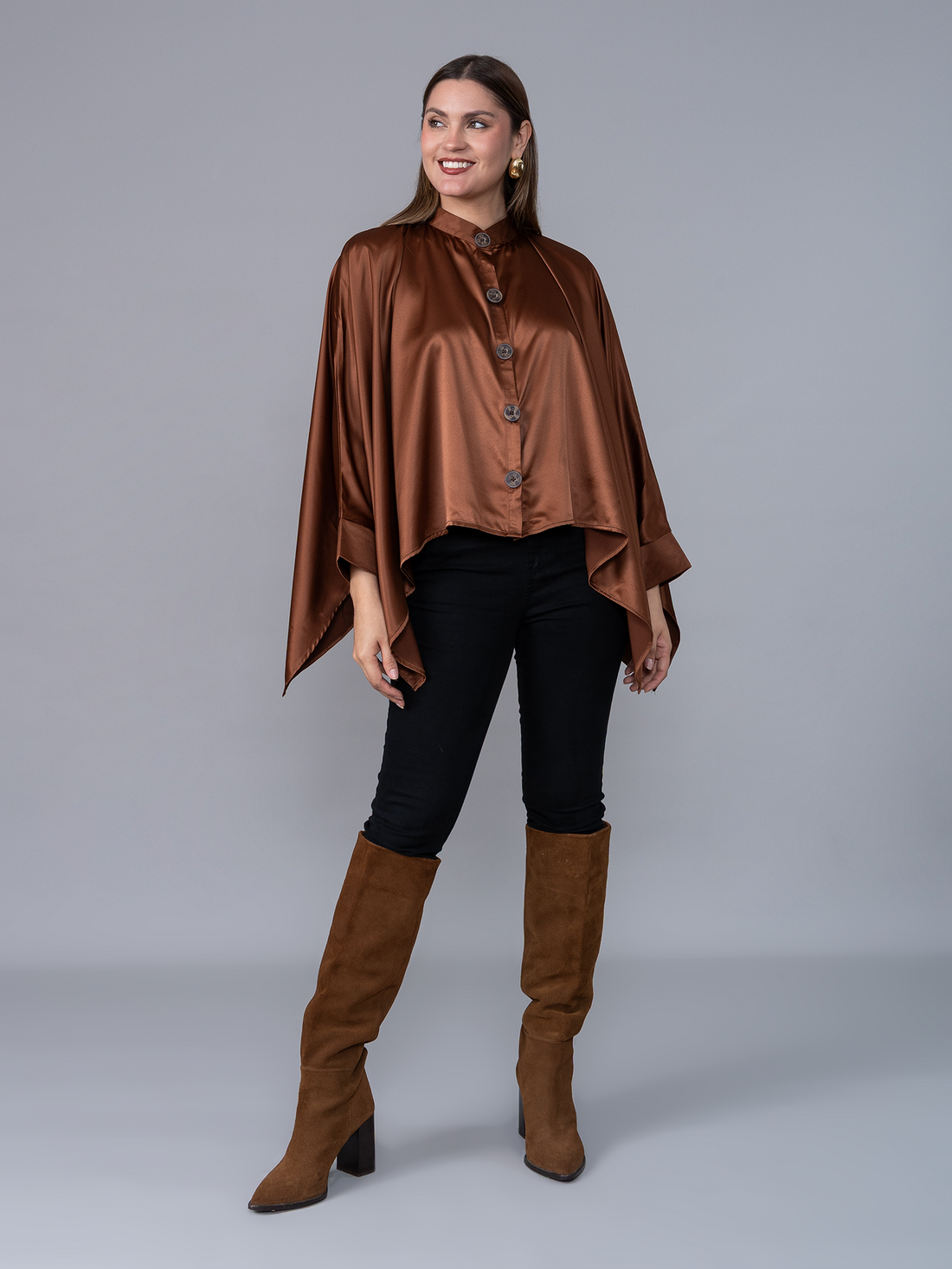 Blusa Cuadrada Café Seda