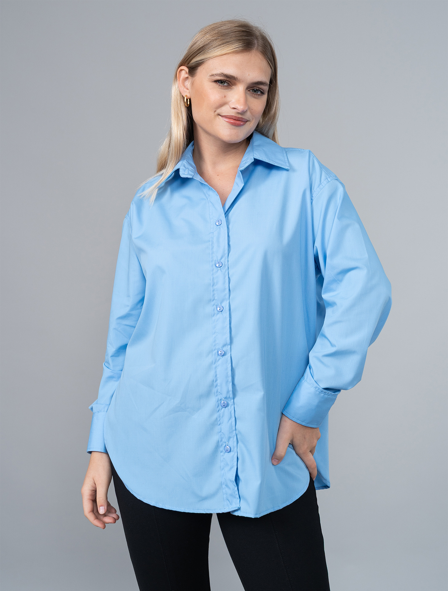 Camisa Valeria Celeste en Popelina