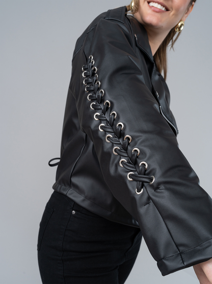 Casaca Amelie Negra en Cuerina