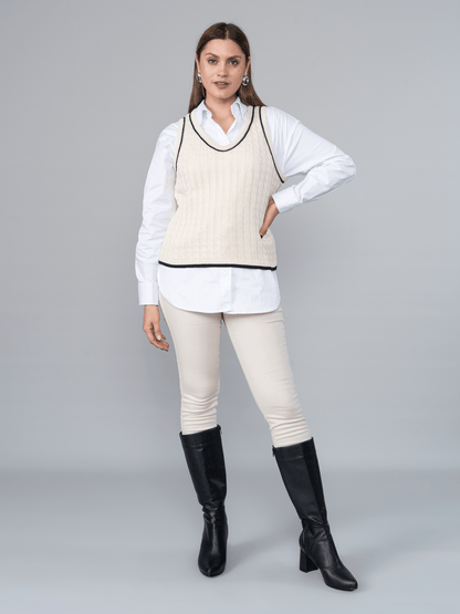 Chaleco Micaela Tejido Beige - CHALECO de La Matier