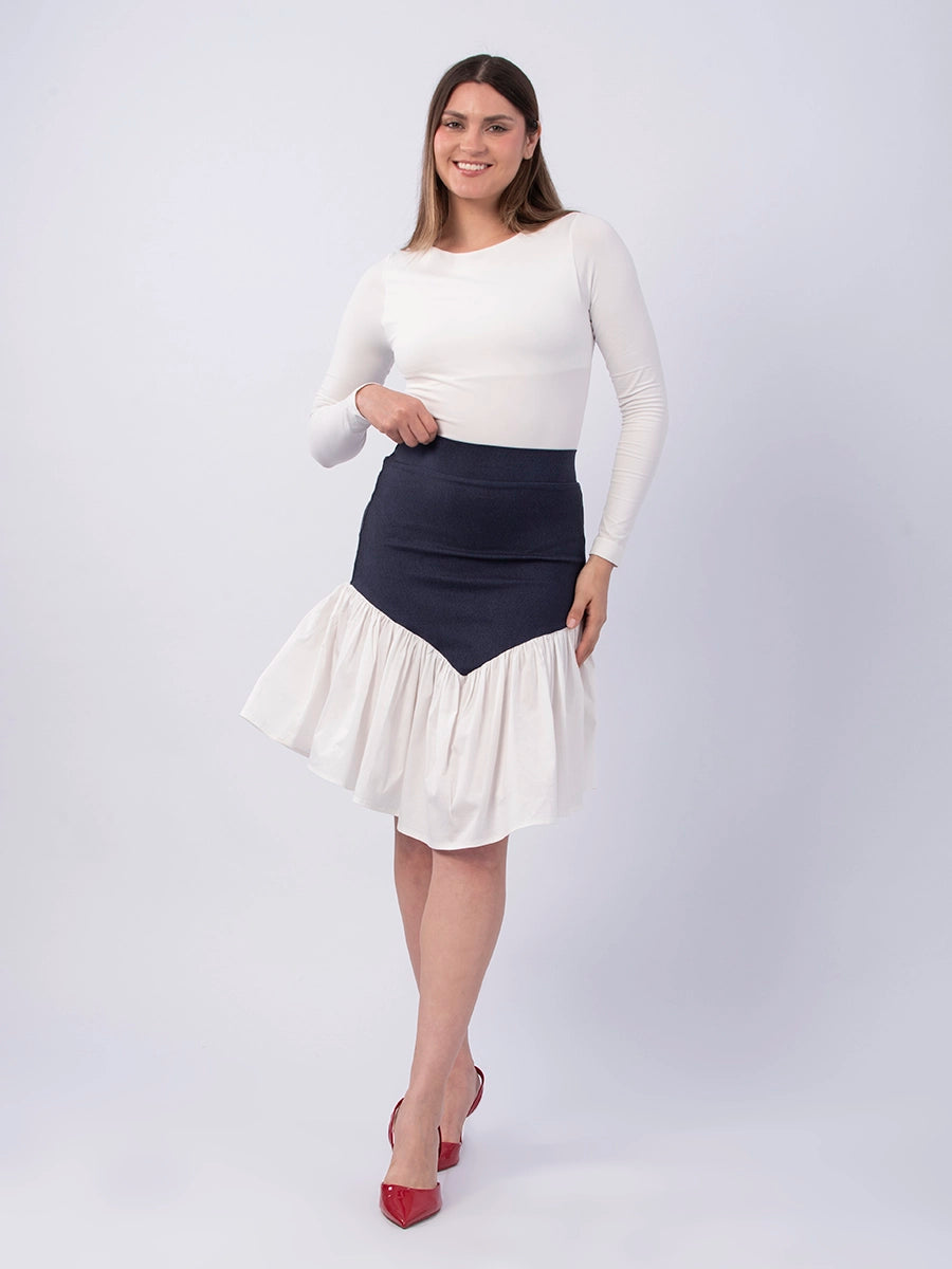 Falda Isabella Chambray  Azul Oscuro