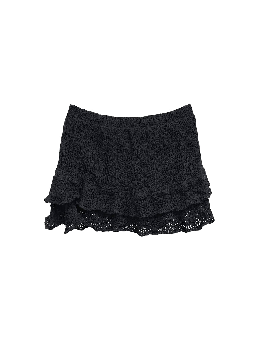 Falda Corta Tejida Negro