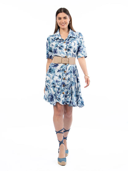 Vestido Aura Estampado Azul