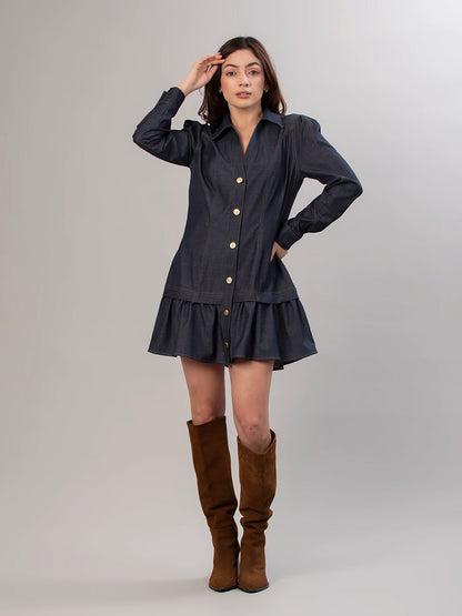 Vestido Chambray Azul Oscuro Valentina